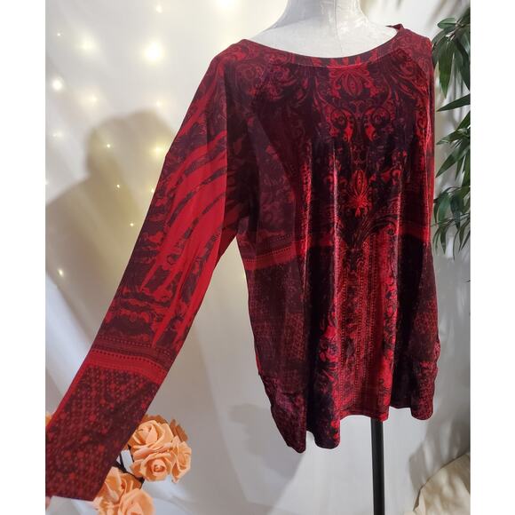 Vtg Dressbarn Velvet Whimsigoth Mixed Media Long Sleeve Top Sz 1X Dark Romance - Picture 5 of 13